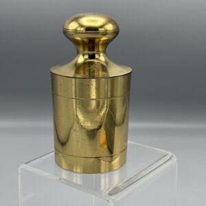 Vintage Brass Trinket Box Container Round  5" Tall with Lid Canister Home Accent